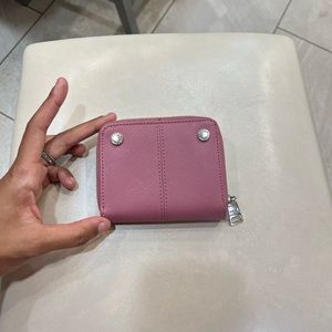 Steve Madden Women’s Bifold Zip Wallet (Pink & Metallic Silver)